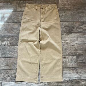 GAP High-Rise Wide Leg Crop Pants Women’s 14 Tall Khaki Cotton/Elastine Blend